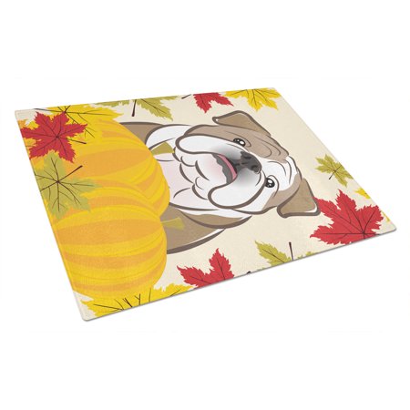 

Caroline s Treasures English Bulldog Thanksgiving Glass Cutting Board Large
