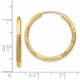 thumbnail image 3 of 14K Yellow Gold 2mm Satin Diamond Cut Endless Hoop Earrings, 3 of 3