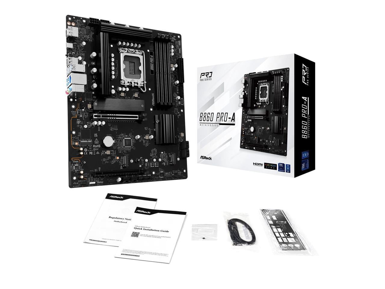 ASRock B860 Pro-A LGA 1851 Intel B860 SATA 6Gb/s DDR5 Intel Core Ultra  ATX Motherboard
