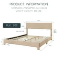 thumbnail image 3 of Einfach Full Size Beige Fabric Upholstered Bed Frame with Adjustable Headboard, No Box Spring Needed, Low, 3 of 7