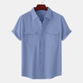 thumbnail image 3 of Mgmyaa Men's Button Down Short Sleeve Shirts Casual Lightweight Cotton Linen Shirts Vacation Beach Summer Tops with Pockets, 3 of 7