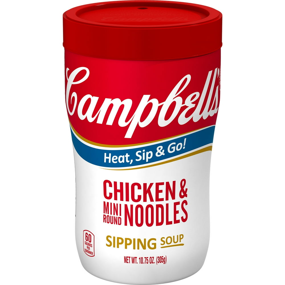 Campbell’s Sipping Soup, Chicken & Mini Round Noodles, 10.75 Ounce Cup