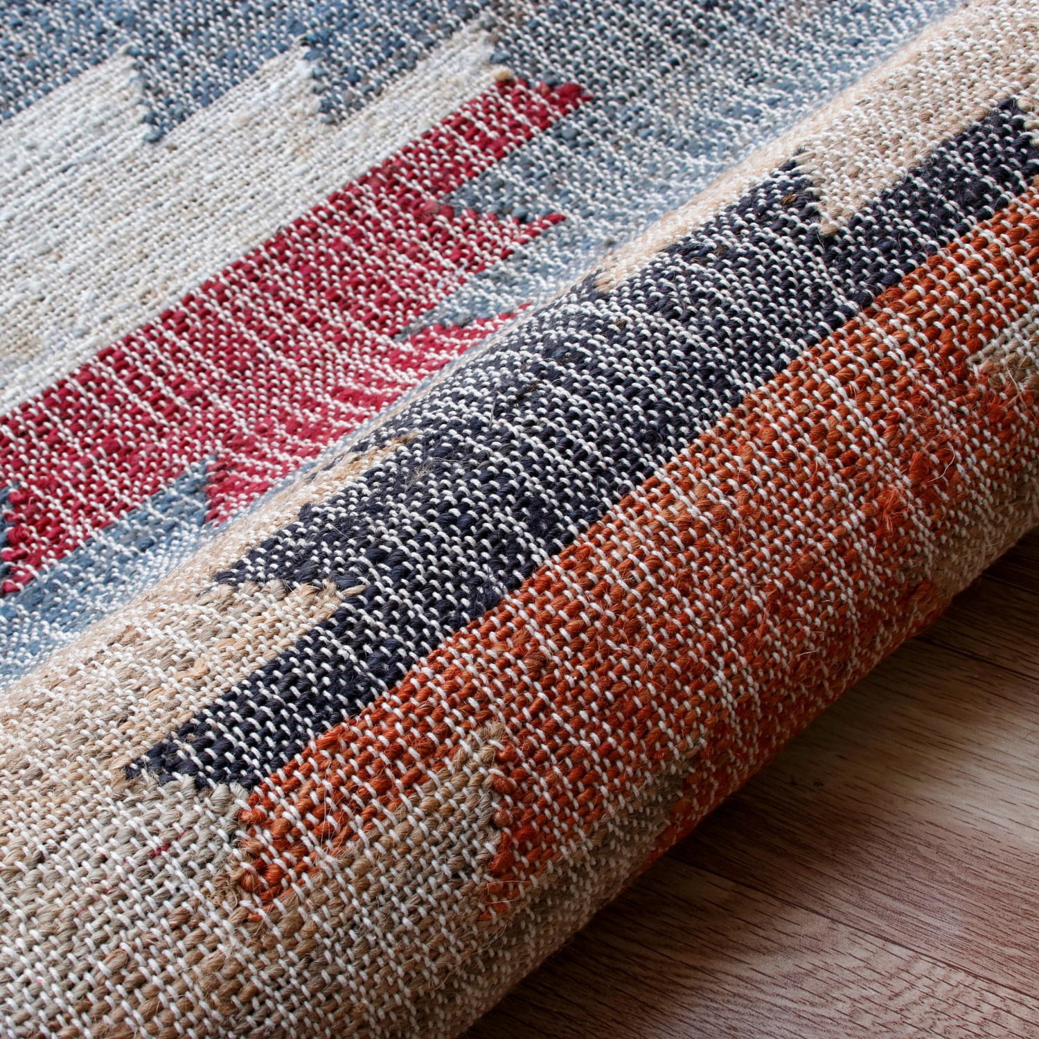 Laddha Home Designs 2' x 3' Handwoven Tribal Area Throw Rug - Tan and Gray