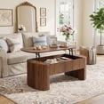 thumbnail image 4 of 47" Oval Lift Top Coffee Table With Storage Shelf Hidden Compartment Mid Century Modern Center Table For Living Room Apartment (Rustic Brown), 4 of 12