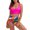 Hot Pink, variant on Women Two Piece Scoop Neck Color Block Bikini Crop Top High Cut Swimsuit Sporty High Waisted Bathing Suit with Bottoms Swimsuits Tummy Control for Women