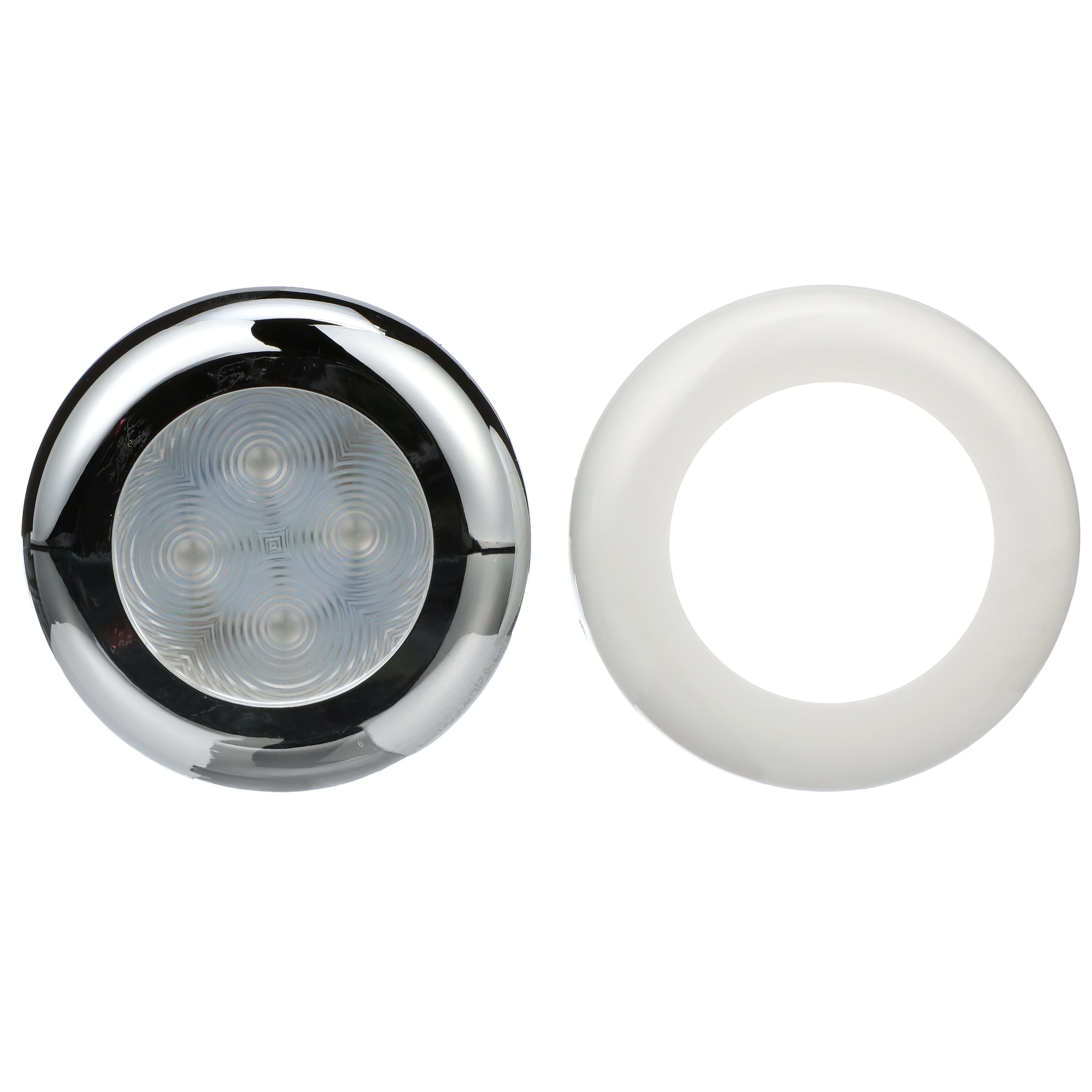 2 BB 12 volt Red LED Mini RV Courtesy Lights in Chrome Bezels 2 BB 12 volt Red LED Mini RV Courtesy Lights in Chrome Bezels