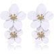 thumbnail image 1 of Pendientes grandes de metal Con doble flor mate shaofei para mujer color blanco, 1 of 5