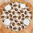 thumbnail image 2 of Brown Footballs on Beige Pattern Round Fitted Tablecloth with Elastic Edge,Dining Table Cover Waterproof,Outdoor Round Tablecloth for Camping,Dining,Indoor and Outdoor, 2 of 7
