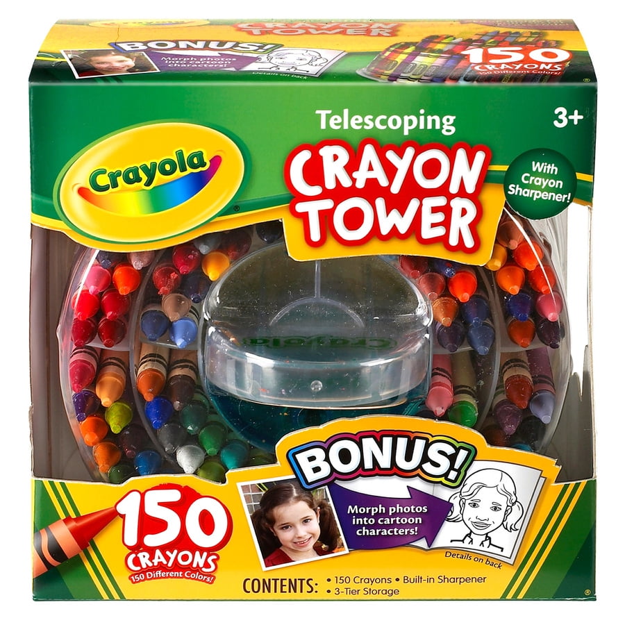 Crayola Telescoping 150 Count Crayon Tower With Built-In Sharpener