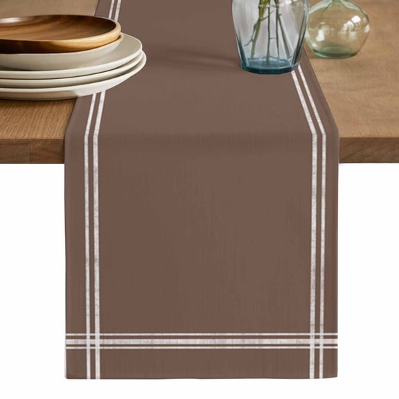 Pure Brown Table Runner, Simple Solid Color Washable Cotton Linen Table Runners 48 Inches Long, Dresser Scarf Runner for Nightstand/Coffee/End Tables 13''x48''