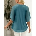 thumbnail image 5 of ONLYSHE Womens Crew Neck Flowy T Shirts Short Sleeve Pleated Ruffle Summer Tunic Tops Loose Fit Henley Blouse, 5 of 6