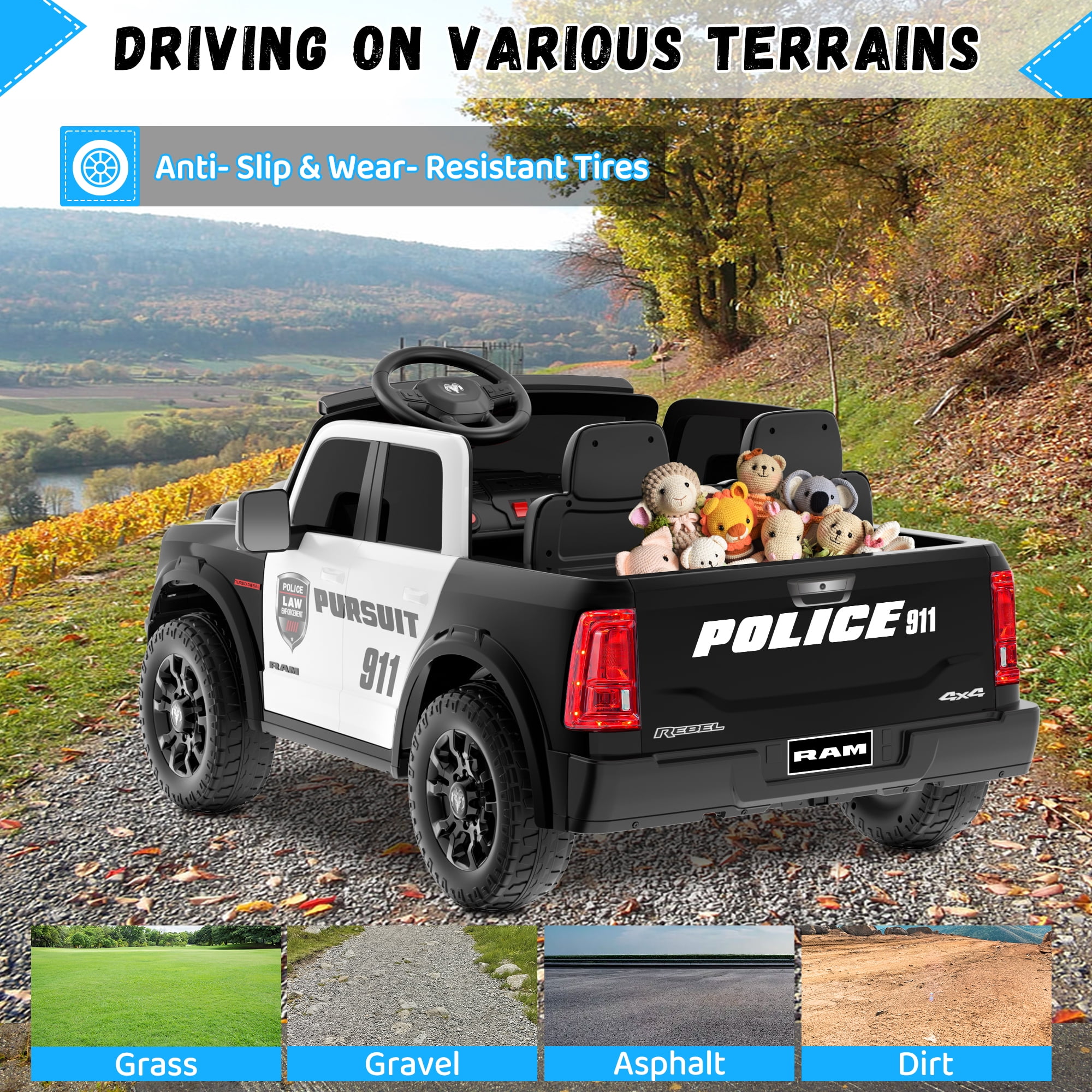 YunTopKids, Licensed Ram 2500 12 Volt Ride on Toys for Big Kids