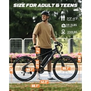 Qlife Electric Bike for Adults - 21-Speed Mountain Lightweight Ebike with 350W 20MPH Brushless Motor, 26X2.1 Tire Step Over E-MTB (Black) with Fender & Rear Rack