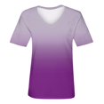 thumbnail image 4 of Tshirts Women Trendy Women's V-neck Short-sleeved Fashionable Gradient Printed Top, 4 of 5