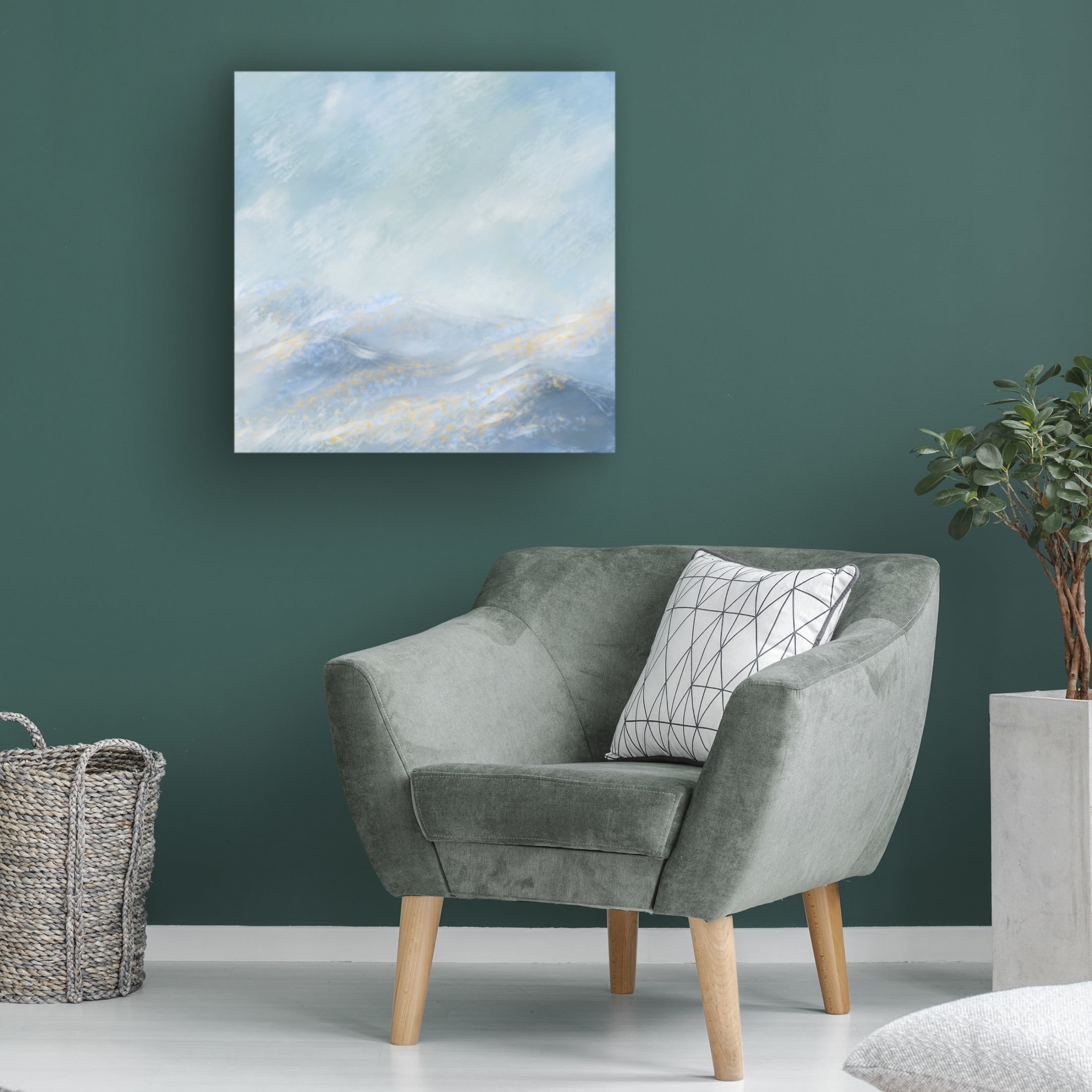 Canvas Wall Art - Line and Brush 'Rolling Blue Mountains' Wall Art for Living Room, Bedroom, or Office Décor by Trademark Fine Art - 35 x 35 Inches