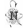thumbnail image 1 of Letter N Apron Middle Ages Inspired Capital N Abstract Elements Black Dark Colored Palette, Unisex Kitchen Bib Apron with Adjustable Neck for Cooking Baking Gardening, Black Grey White, by Ambesonne, 1 of 3