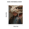 thumbnail image 2 of RUIYC Chinese Trend #Chinese Girl #Chinese Element Illustration #Chinese #Lion Gifts Canvas Painting Wall Art Decorative Picture Prints Modern Decor Framed 12x16 in, 2 of 5