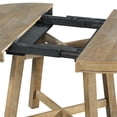 thumbnail image 6 of Farmhouse Dining Table Set for 4，Solid Wood Round Extendable Table and 4 Upholstered Dining Chairs , Natural Wood Wash, 6 of 7