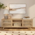 thumbnail image 2 of Plank+Beam Mid Century Modern Solid Wood TV Stand with 2 Doors, Blonde, 2 of 13