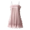 thumbnail image 5 of OOOUM Women Lace Thin Spaghetti Strap Camisole Tunic Tank Top Loose Flow Satin Sleeveless Shirt Summer Lounge Sleep Daily Layering Blouse RD2 M, 5 of 5