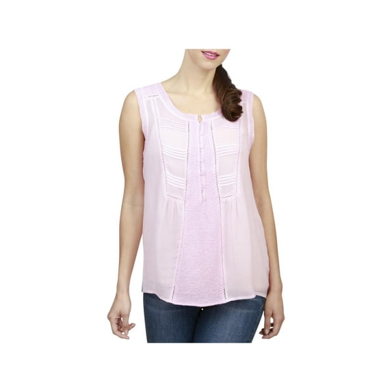 Lucky Brand Womens Audrey Pleated Sleeveless Tank Top