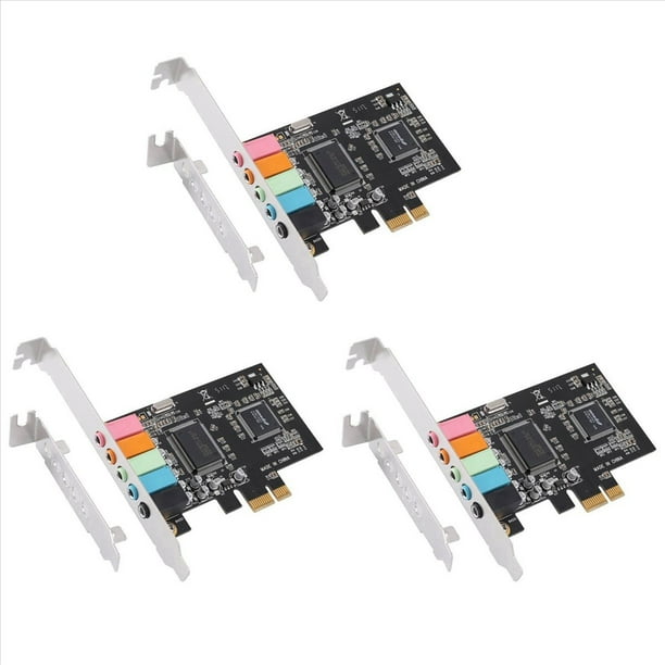 3X Tarjeta de Sonido PCIe 5.1, Tarjeta Envolvente PCI Express Audio EstéReo 3D con Alto Rendimiento de Sonido Tarjeta de Sonido para PC Chip CMI8738