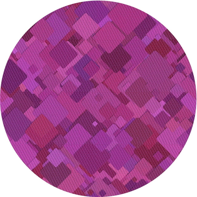 Ahgly Company Machine Washable Indoor Square Transitional Medium Violet Red Pink Area Rugs, 3' Square