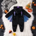 thumbnail image 6 of CUZIBR Baby Girls Halloween Costume Boys Fuzzy Bat Onesie Animal Romper Jumpsuit Hooded Zip Up Long Sleeve Eye-Catching Trick or Treat Clothes,Black,6-9 Months, 6 of 8