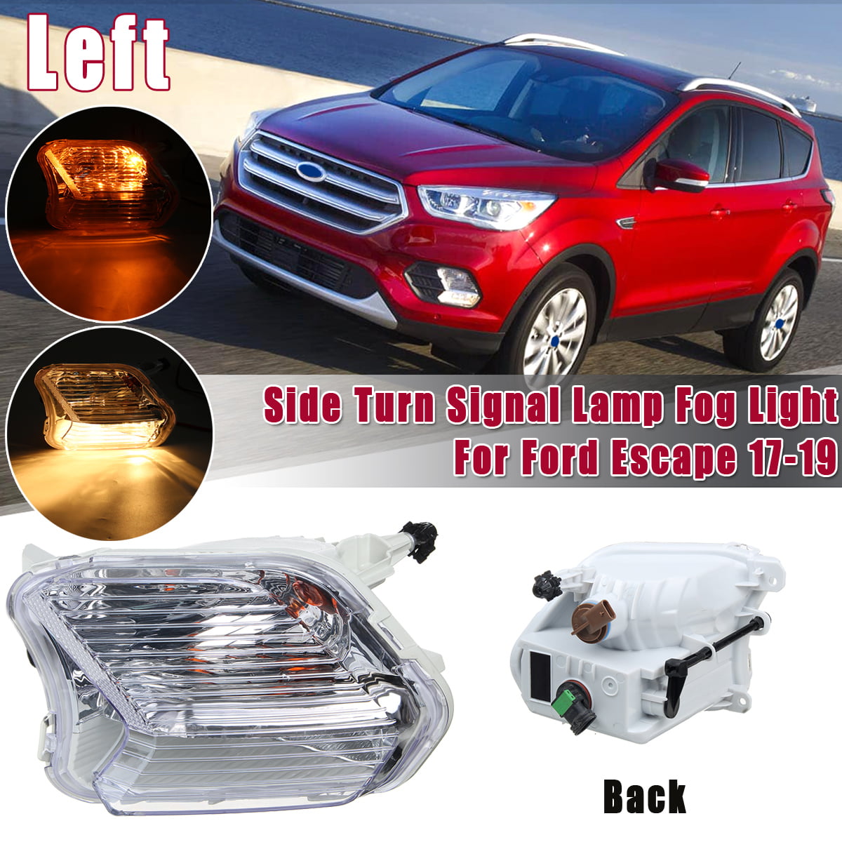 2*Fog Light Park Lamp Assembly+Cover Left/Right Side W/Clear Lens For 17-19 Ford
