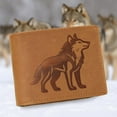 thumbnail image 5 of MARSHAL Wolf Design Men's Vintage Leather RFID Blocking Bifold Wallet for Hunters & Outdoorsmen Tan, 5 of 9