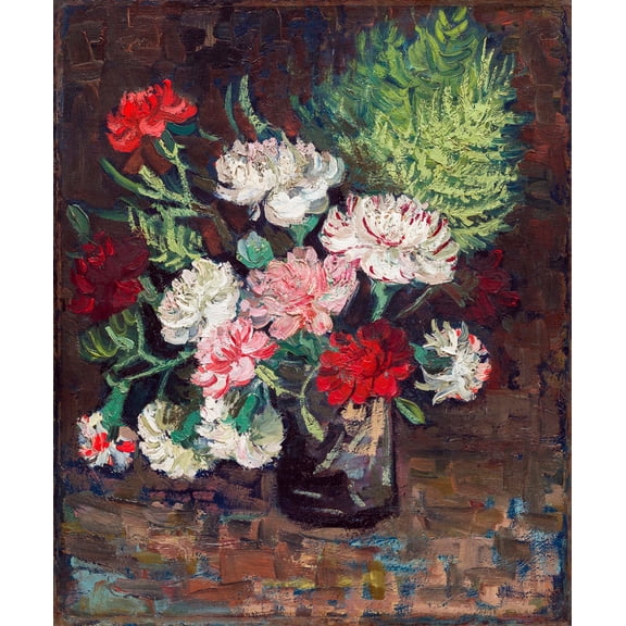 Vase with Carnations by Vincent van Gogh - 12" x 18" Art Print Wall Decor