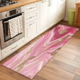 thumbnail image 2 of 2'x6' Rug Runners for Hallways Kitchen, Marble Pink Non Slip Entryway Beside Floor Carpet Runner, Abstract Artwork Luxury Golden Modern Washable Laundry Room Bedroom Throw Rugs Mat for Family Pet, 2 of 8