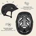 thumbnail image 3 of Lennon Bike Helmet with LED Safety Light &  Set Your Own Combination Cable Bike Lock, Black, 3 of 6