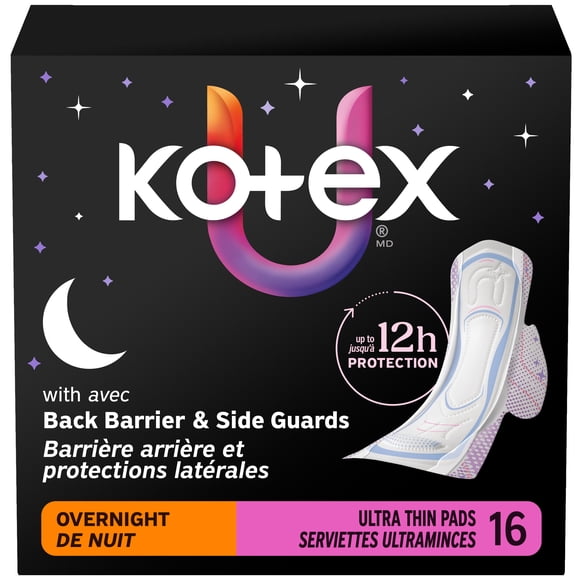 Kotex Ultra Thin Overnight Pads With Wings, Heavy Absorbency, 16 Count