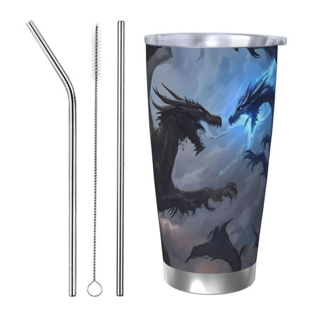 

Matuu Black And Blue Lightning Dragon for 20oz Durable Thermal Cups Keep Drinks Cold and Hot Insulated Car Mug with Lid-Straw Three-piece Set