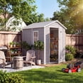 thumbnail image 6 of Outdoor Storage Shed 4x6 FT with Floor, Plastic Resin Garden Shed with Window&Lockable Door, All-Weather Utility Shed for Patio, Backyard, Lawn Mower, Bike, 6 of 7