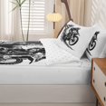 thumbnail image 5 of Manfei Speed Motorcycle Zipper Twin Comforter Sets with Fitted Sheet and 2 Pillowcases,Checkerboard Print Zipper Bedding Set,White,Reversible,4pcs, 5 of 8