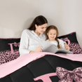 thumbnail image 4 of Erosebridal Initial Alphabet D Queen Comforter Set,Wild Cheetah Print Kids Pink Bowknot Bedding Comforter Set For Leopard Lovers,Reversible pink,3-Piece, 4 of 7