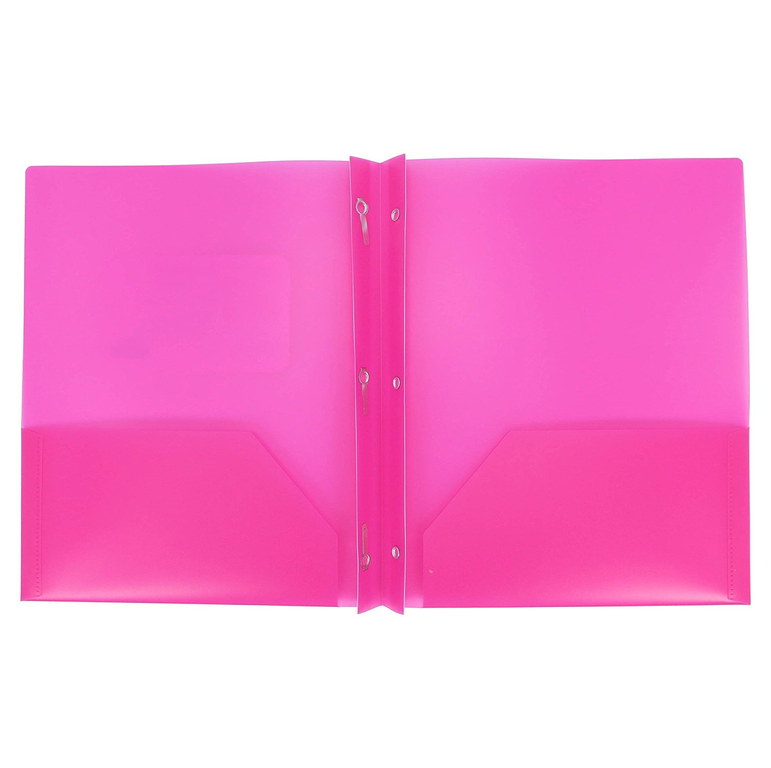 Two Pocket Poly File Folder with 3 Prongs Fastners, SET of 3 Hot Pink, Poly portfolios feature a
