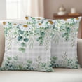 thumbnail image 2 of Eucalyptus Leaves Outdoor Pillow Covers 16x16 Set of 2,Waterproof Patio Throw Pillowcase Protectors,Spring Daily Flowers Plants Gray Plaid Decorative Pillow Shams Cushion Covers for Seat Bed Couch, 2 of 8