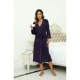 thumbnail image 3 of HEARTNICE Womens Cotton Robe, Soft Long Bathrobe Spa Knit Lightweight Loungewear,(Dark Purple,S), 3 of 5