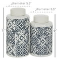 thumbnail image 3 of DecMode 11", 9"H White Ceramic Decorative Jars with Spanish Tile Patterns, 2-Pieces, 3 of 8