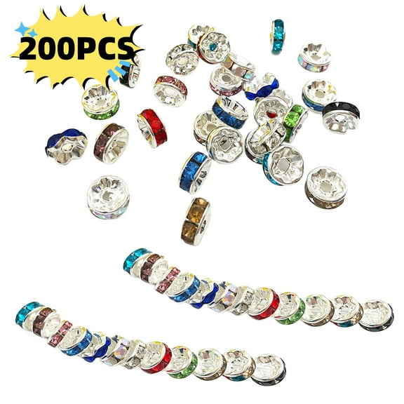 Rhinestones Spacer Beads for Jewelry Making Crystal Beads in Crafts for Necklaces Bracelets 200 Pcs