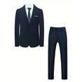 thumbnail image 4 of i.Finelong Men's Dark Navy Slim-Fit 2-Piece Suit Set - Professional Business Interview/Job Application Formal Outfit (Jacket & Pants), 4 of 5