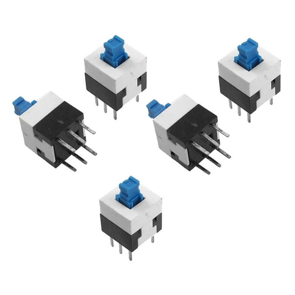 Uxcell 8 x 8mm DIP Through Hole Push Botton Self Locking Tact Switch 5 Pcs
