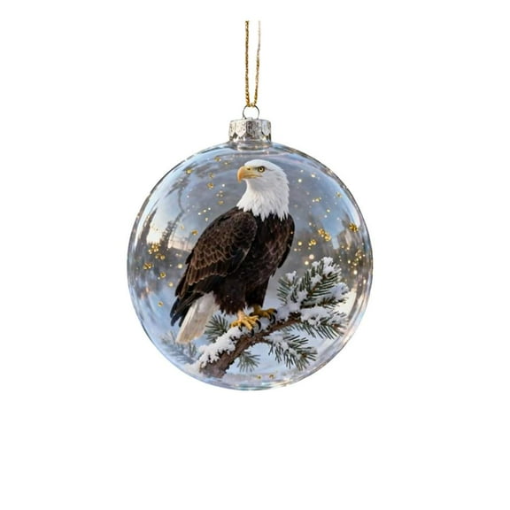 Pekkaxy Christmas Glass Ball Ornaments With Bird Eagle Dove Parrot For Christmas Decor Party Xmas Ornaments Hanging Tree Holiday