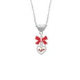 thumbnail image 2 of Delight Jewelry Heart with Red Crystal Heartbeat Red Bow Heart Necklace, 2 of 4