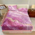 thumbnail image 2 of COEQINE Twin XL Size 3 Piece Sheet Set, Stay in Place Fade Stain Resistant Cooling Bed Sheets with All Around Elastic Cozy Bedsheet & Pillowcases, Marble Pink Gold, 2 of 5