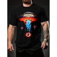 thumbnail image 1 of Camiseta gráfica de banda de rock de Boston para hombre: diseño psicodélico de póster de concierto, camiseta informal negra de cuello redondo con estampado brillante, tejido ligero y cómodo para un lo, 1 of 7