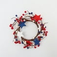 thumbnail image 4 of Red White & Blue Mixed Berry Candle Rings Wreaths Star Wreath Candle Holder Rings for Pillars Small Door Tabletop Decor 4 Of July Home Kitchen Table Centerpiece, 4 of 9